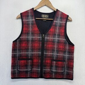 Vintage Requirements Sweater Vest Women's Medium Cardigan Buffalo Plaid Wool 90s